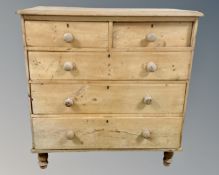 A Victorian pine two-over-three five drawer chest (width 97cm)