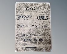 A miniature golf Bobby Jones flick book by Thornton's.