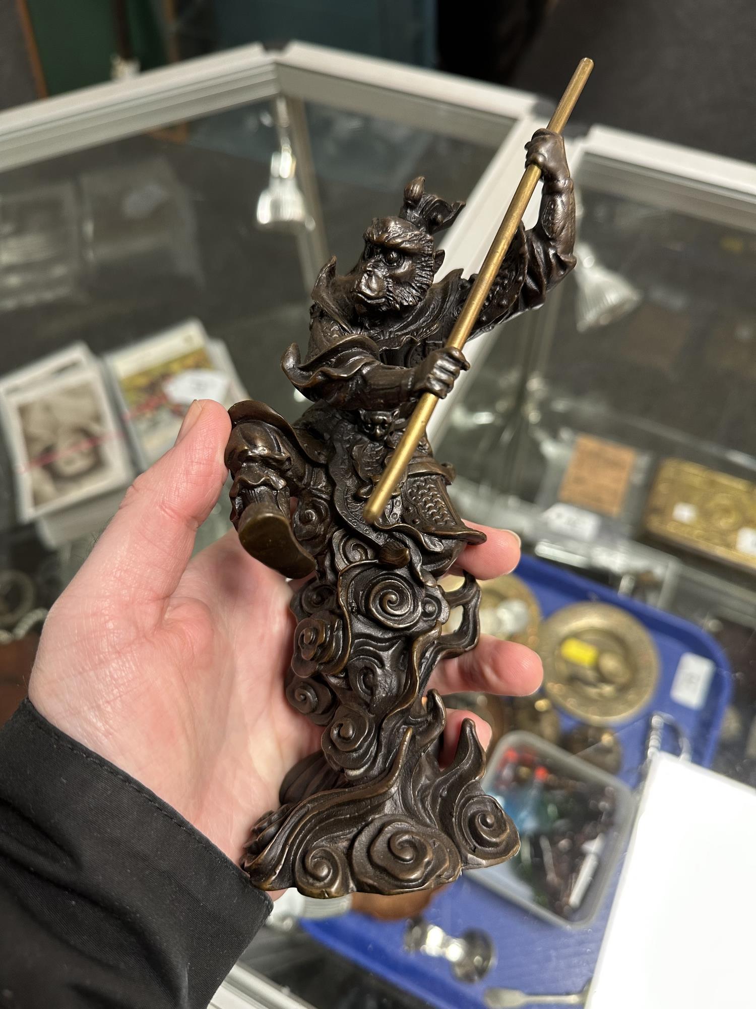 A bronze figure of Sun Wukong monkey king, height 18 cm, - Image 2 of 5