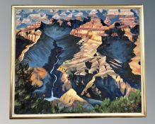J. A. Krug : A mountain valley landscape, oil on canvas, 61cm by 50cm.