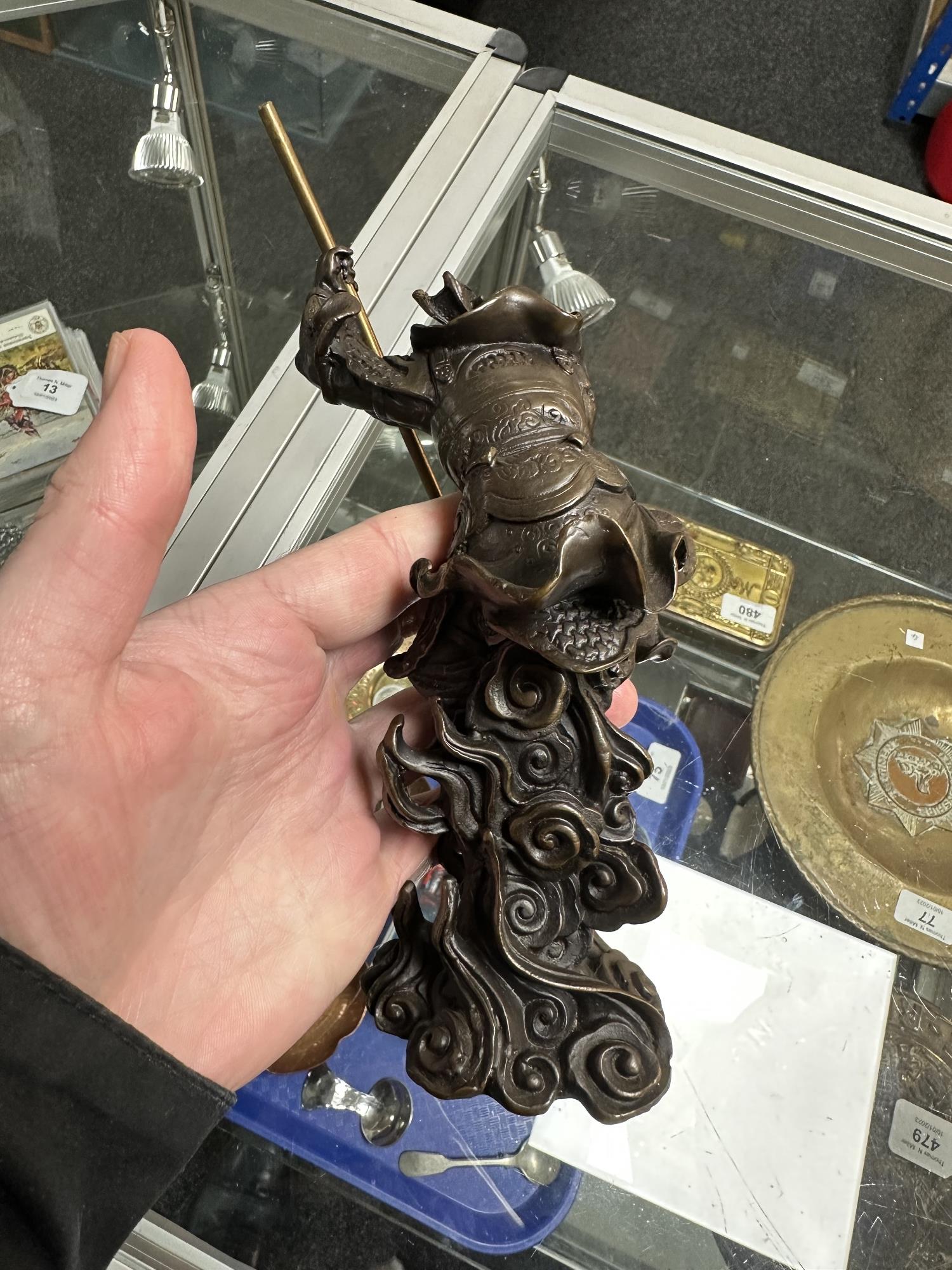 A bronze figure of Sun Wukong monkey king, height 18 cm, - Image 4 of 5