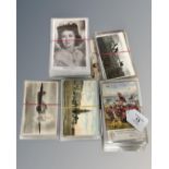 A collection of approximately 194 postcards including cinema stars, military, geographical,
