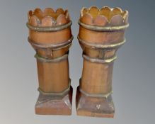 A pair of Victorian Crown chimney pots (height 92cm)