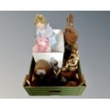A box of Egyptian style ornaments, Buddha figures,