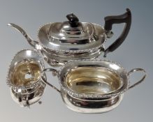 A three piece silver plated tea service.