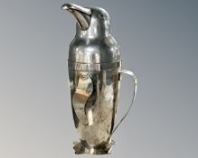 An American Art Deco silver plated cocktail shaker designed by Emil A.