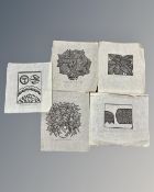 Jacques Hnizdovsky (1915 - 1985) : five mono prints, each limited editions and signed in pencil,