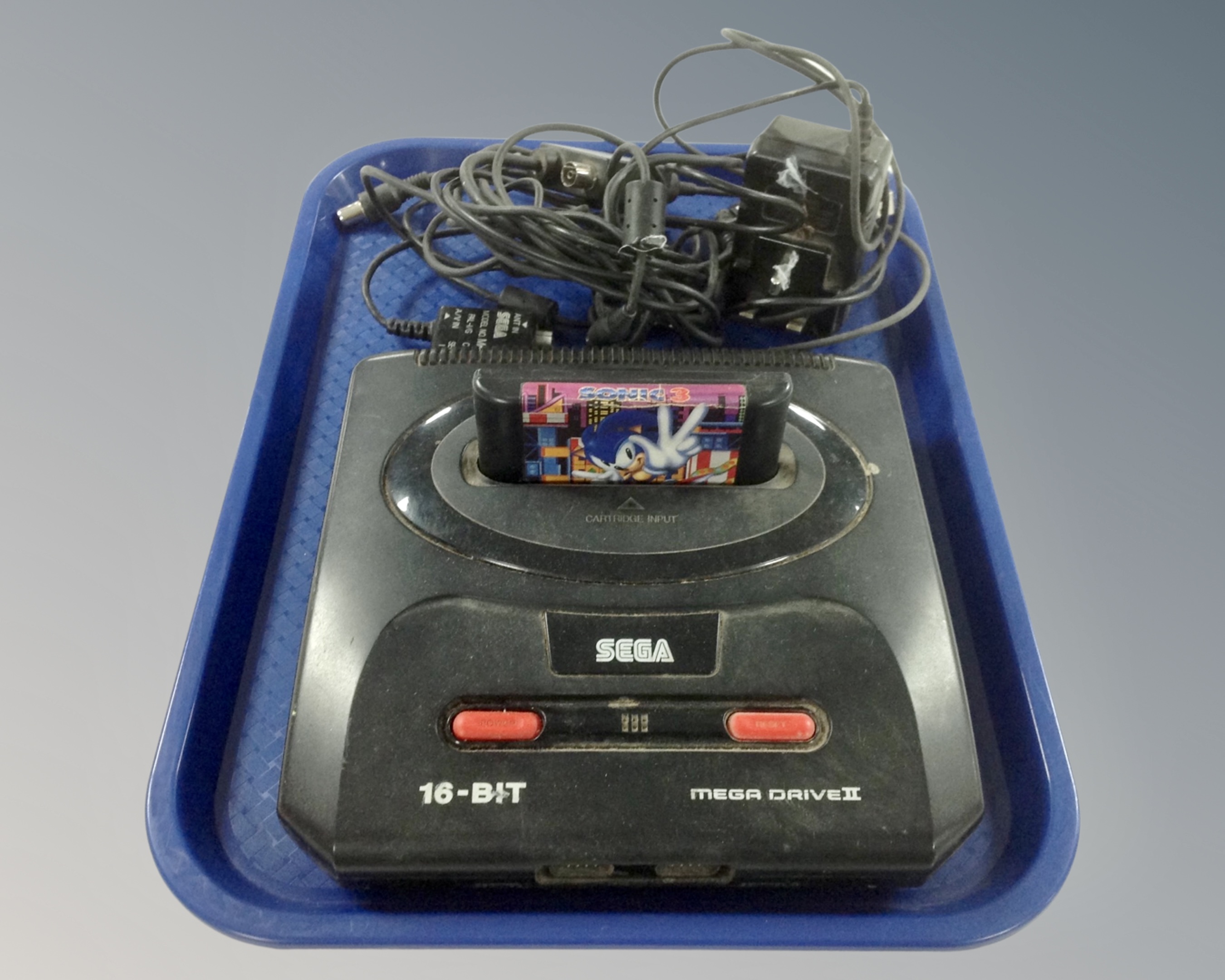 A SEGA Mega Drive II 16-bit games console.