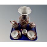 A seven-piece Japanese export eggshell tea service together with a Japanese vase, height 34.5m.