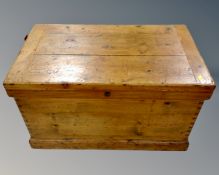 An antique pine blanket chest (width 100cm)