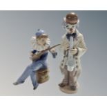 A Lladro figure No. 5471, Clown with Saxophone, together with a further Nao figure No.