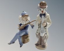 A Lladro figure No. 5471, Clown with Saxophone, together with a further Nao figure No.