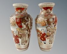 A pair of 20th century Japanese Satsuma vases (height 21cm)