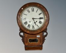 A Victorian inlaid drop dial wall clock