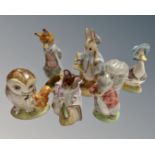 Six Beswick Beatrix Potter figures - Old Mr Brown, Jermima Puddleduck,