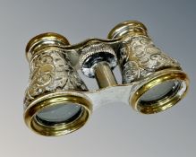 A pair of silver antique small binoculars, by Henry Clifford Davis, Birmingham 1899 marks,