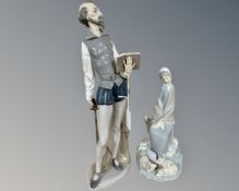 Two Nao figures, Don Quixote 305G and Girl with Herd of Pigs L041.