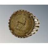 A 9ct yellow gold 1999 Republic of Futoria Krooker Metalior coin ring, 5.2g, size M.