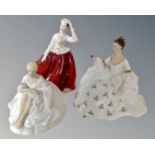 Three Royal Doulton figures, My Love HN2339, Gail HN2937 and Joanne HN2373.