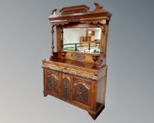 A 19th century carved mahogany mirror back sideboard (width 150cm)
