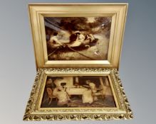 Two Victorian gilt framed cyrstoleums.