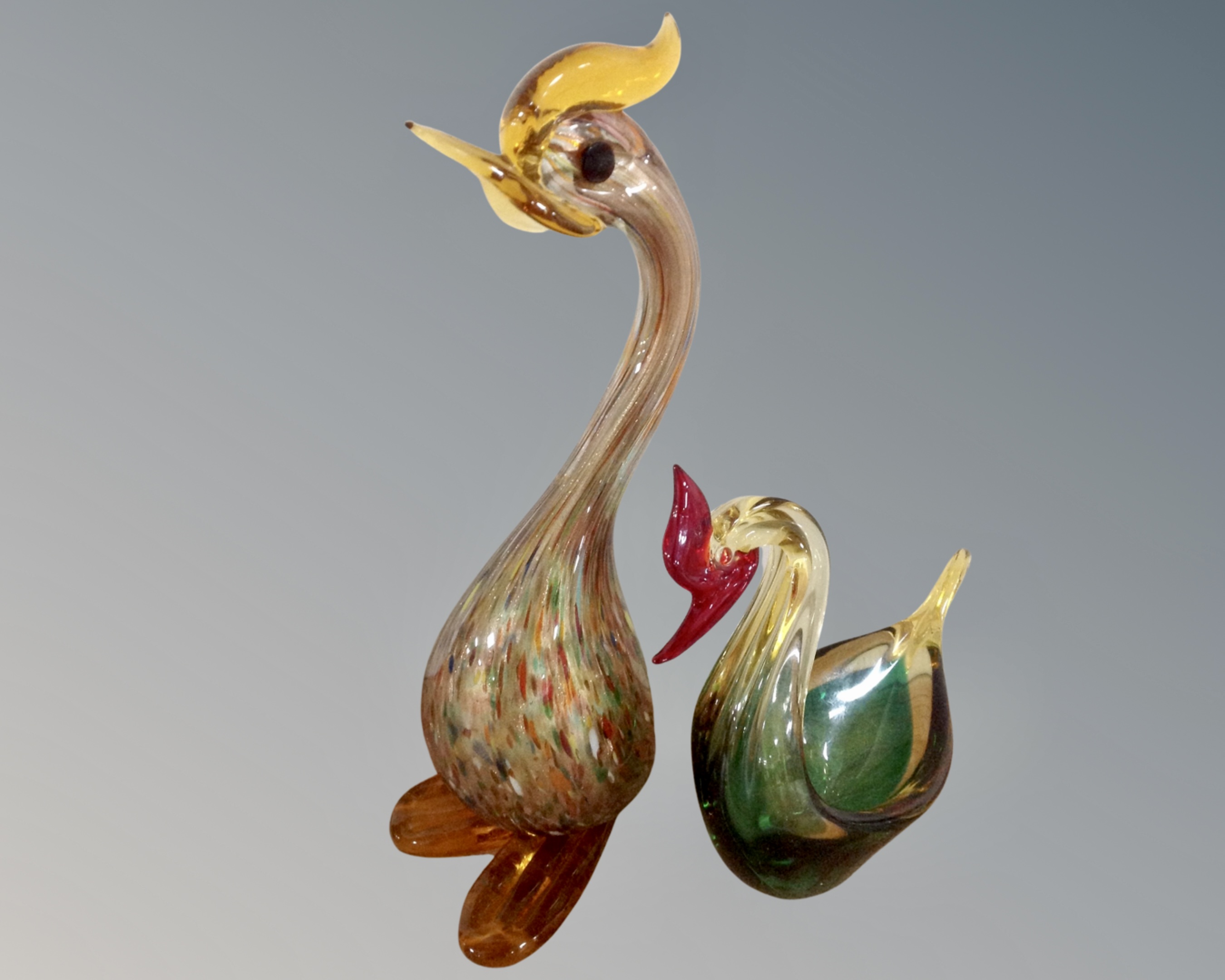 A Venetian glass figure of a duck, height 32cm,