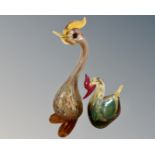 A Venetian glass figure of a duck, height 32cm,