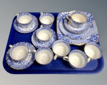 A collection of 18 pieces of Mikado pattern blue and white tea china.