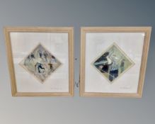 Dave Barden : Two oil paintings on paper depicting figures, each signed in pencil.