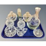 A tray of glass ware, dressing table pieces,