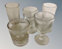 Five early 20th century drinking glasses.