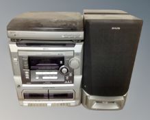 An Aiwa hifi with automatic turntable and speakers