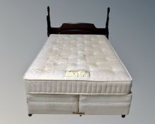 A Dunlopillo Orchid medium/soft 4'6" divan and interior together with a Stag Minstrel bed surround.