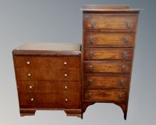 A 1930s oak six drawer chest (width 62cm) together with a further 20th century four drawer chest.