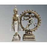 Two South-East Asian style silvered figures depicting Buddha.