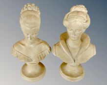 Two chalk busts of females