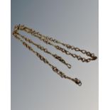 A 9ct yellow gold fancy link necklace (af), 5.8g. CONDITION REPORT: Chain broken.