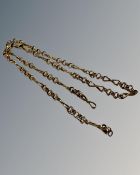 A 9ct yellow gold fancy link necklace (af), 5.8g. CONDITION REPORT: Chain broken.