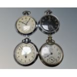 Four chrome plated pocket watches including Ingersoll and Services.