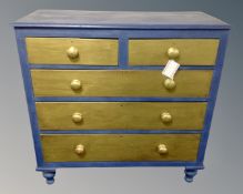 A 19th century painted pine two over three five drawer chest (width 110cm)