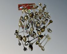 A large collection of silver and other collector's spoons including enamelled examples and three