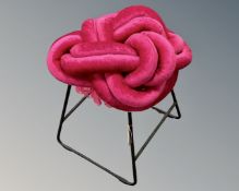 Contemporary School (Designer Unknown) : An interesting metal-framed stool upholstered in swirling