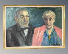 Continental school : Portrait study of an elderly couple, oil on board, 74cm by 52cm.