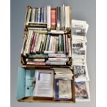 Three boxes containing 20th century volumes including military interest, Durham light infantry,