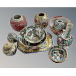 A quantity of Oriental porcelain including ginger jars, bowls, vase etc.