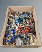 A box containing a large quantity of assorted costume jewellery, bead necklaces etc.