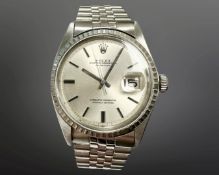 A vintage gent's Rolex stainless steel Oyster Perpetual Datejust automatic calendar wristwatch, ref.