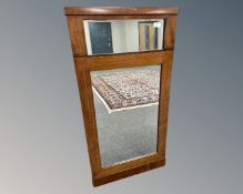 A continental inlaid mahogany mirror, 54cm by 104cm.