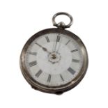 A silver cased fob watch.