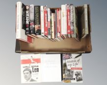 A box of books relating to Sunderland FC, some signed examples.